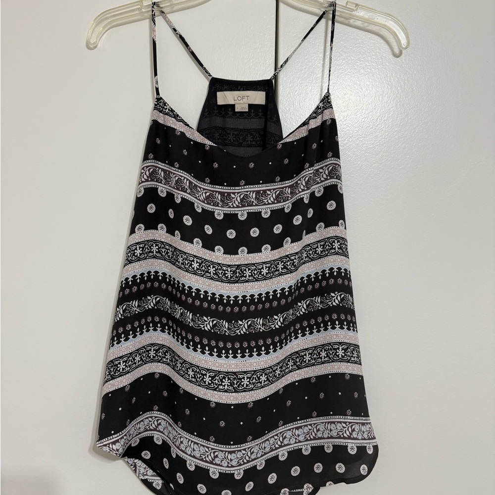 LOFT Black and White Striped Camisole Size Small